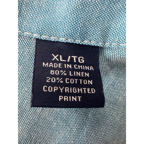 Tommy Bahama Shirt Men XL Reverse Print Linen Blend Hawaiian Island Floral Beach - Picture 4 of 8